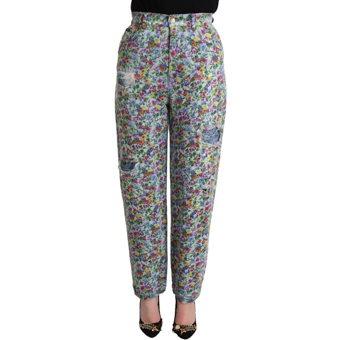 Bloemenprint Versleten Jeans Pan72791