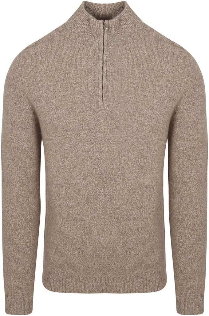Profuomo Half Zip Pullover Wol Blend Sand - Maat XXL - Heren - Pullovers