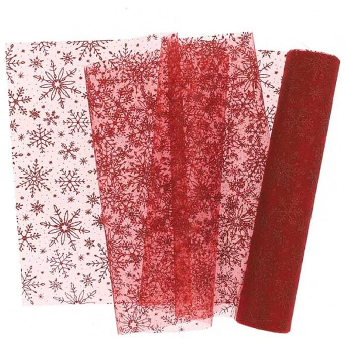 Unique Living - Decofabric Ice Star - 28x300cm - Red