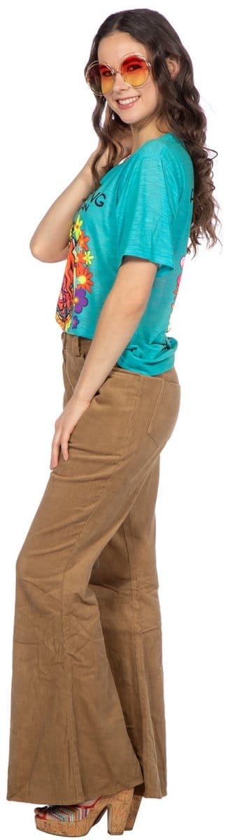 Hippie T-Shirt Dame - Blauw - Maat M-38/40