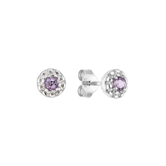 Glow 106.0815.00 Dames Oorstekers Rond Amethist Zilver