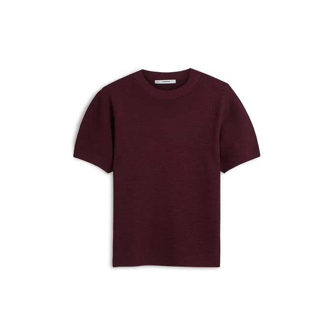 Summum Puff Sleeve Top Tech Viscose Knit Tops Bordeaux 7s8017-70087