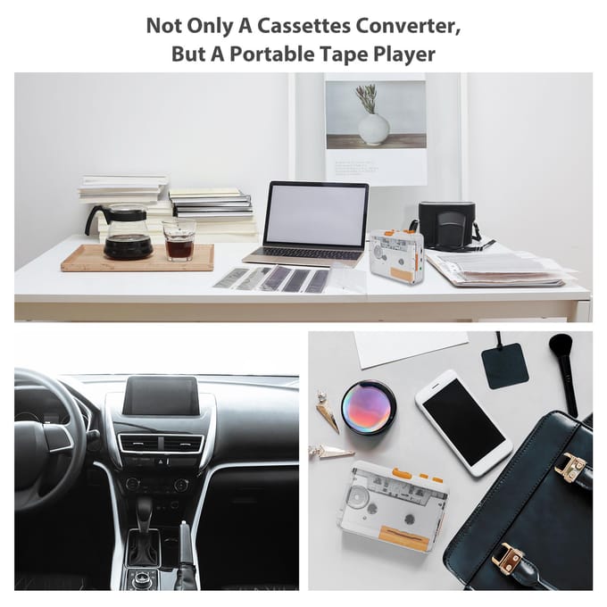 Draagbare cassettespeler USB-cassetterecorder Cassette naar MP3 / CD-converter via USB Compatibel met wit