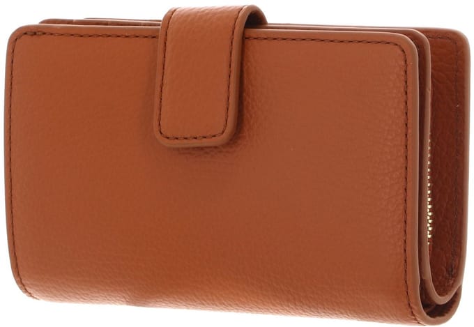 COCCINELLE Leren portemonnee Metallic Soft Mini Wallet Grained Leather Crab Lichtbruin