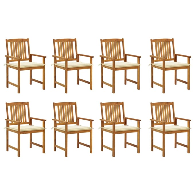 vidaXL - Tuinstoelen - 8 - st - met - kussens - massief - acaciahout