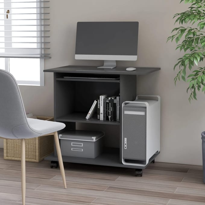 vidaXL - Computerbureau - 80x50x75 - cm - spaanplaat - grijs