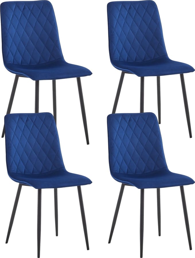 Colenis® - Elise Eetkamerstoel - Set Van 4 - Blauw - Velvet - Fluweel - Industrieel