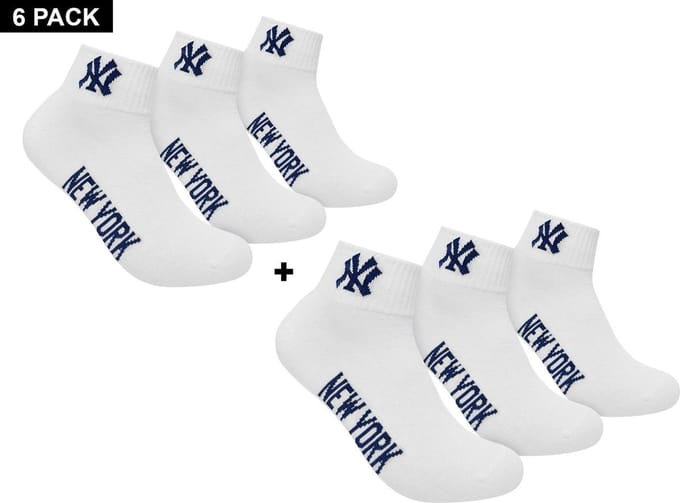 New York Yankees - 6-Pack Quarter Socks - Witte Sokken - 27 - 30 - Wit