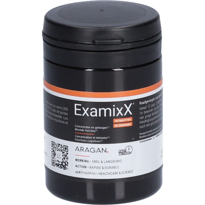 ixX Pharma ExamixX | Geheugen, concentratie Bacopa & Rhodiola 30 Gecomprimeerde tabletten