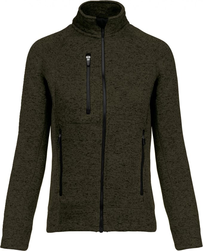 Kariban Heather damesvest met rits K9107 - Dark Khaki Melange - M