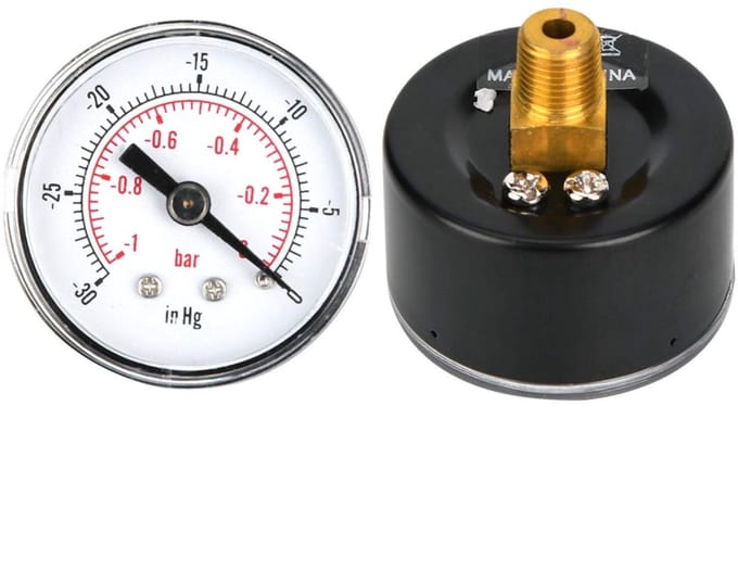 Dailygoods- Manometer -30~0inHg - Drukmeter - Wijzerplaat - Mechanisch - Dual schaal - 1/8 BSPT draad