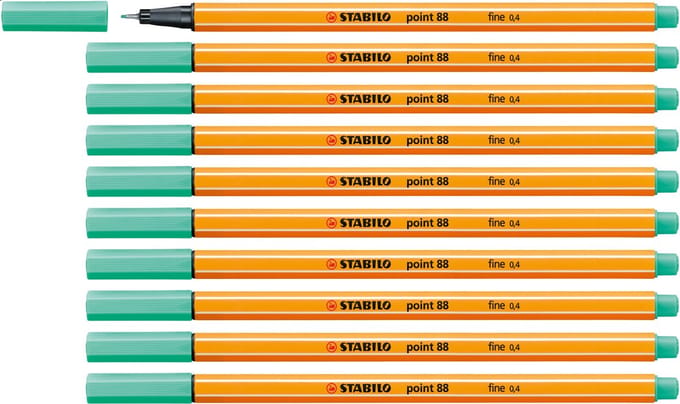 STABILO point 88 - Premium Fineliner - Fine 0,4 mm – Ijs Groen – Doos 10 stuks