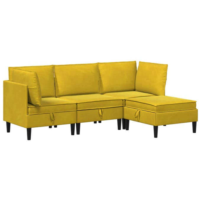 vidaXL - Woonkamer - Meubelset - 4 - st - Geel - Fluweel