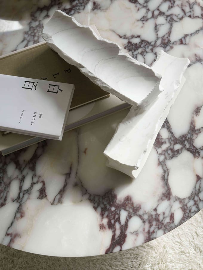 New Works Florence Coffee Table - white viola marble