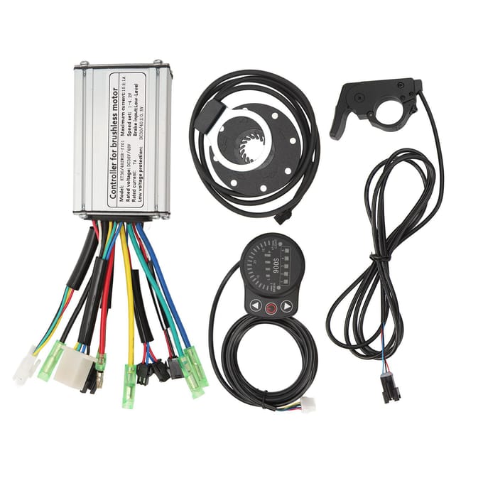 Kit de Conversion Vélo Électrique 36V 48V 250W Moteur Contrôleur Accélérateur au Pouce Capteur d'Assistance au Pédalage PAS Compteur d'Affichage white