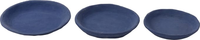 J-Line schaal - papier maché - blauw - set van 3