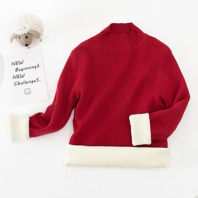Wintermeisjes Semi-hoge Hals Trui Basislaag, Kinderwinterkleding, Warm en Comfortabel 160 bordeaux