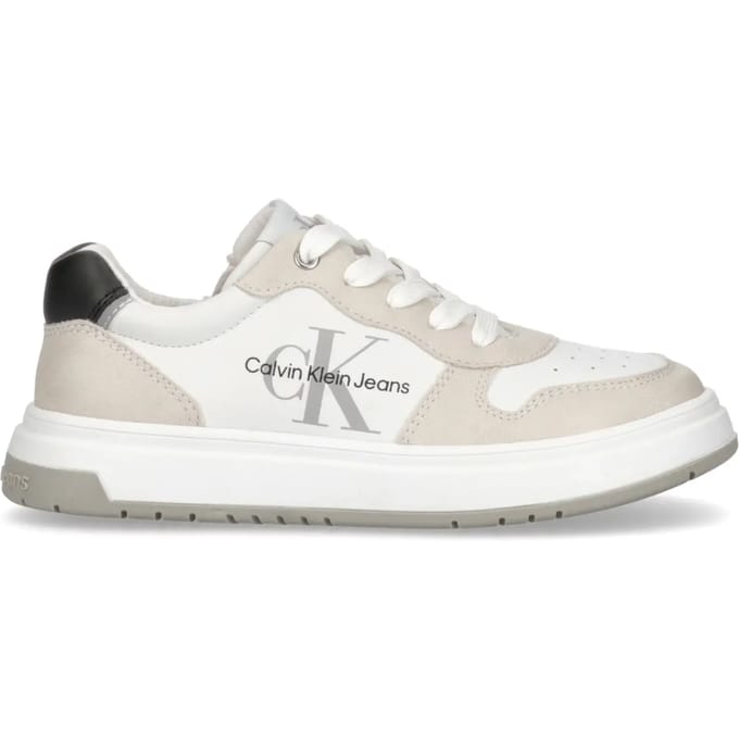 Jeans-sneakers met veters voor kinderen, laag model, met vetersluiting