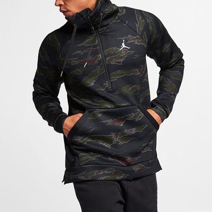 Jordan Camouflage Sport décontracté demi-Zip pull veste hommes hauts AH6164-010 XL black
