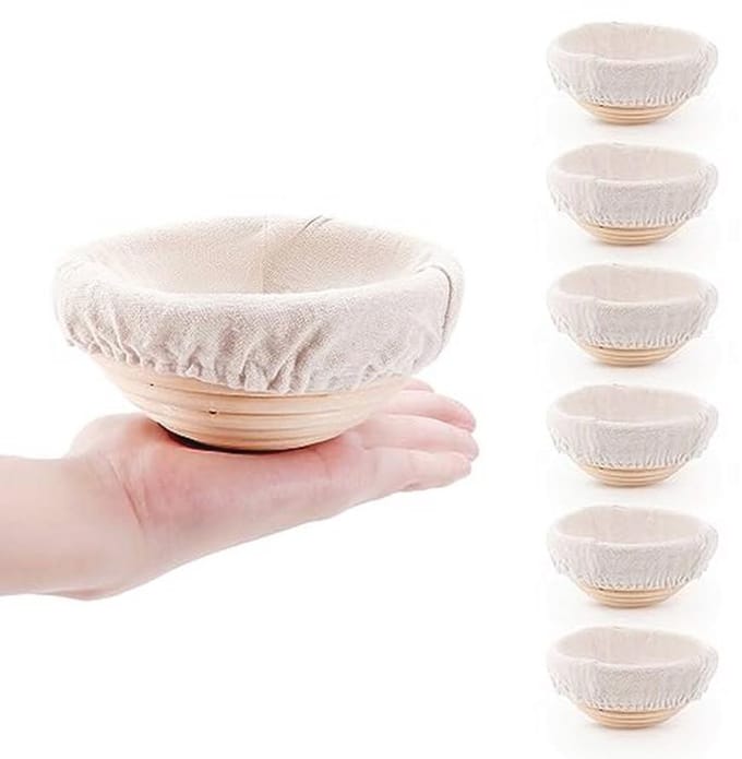 Mini Brooddeeg Proofing Mand en Liner Set van 6 - Ideaal voor Zuurdesem Bakken