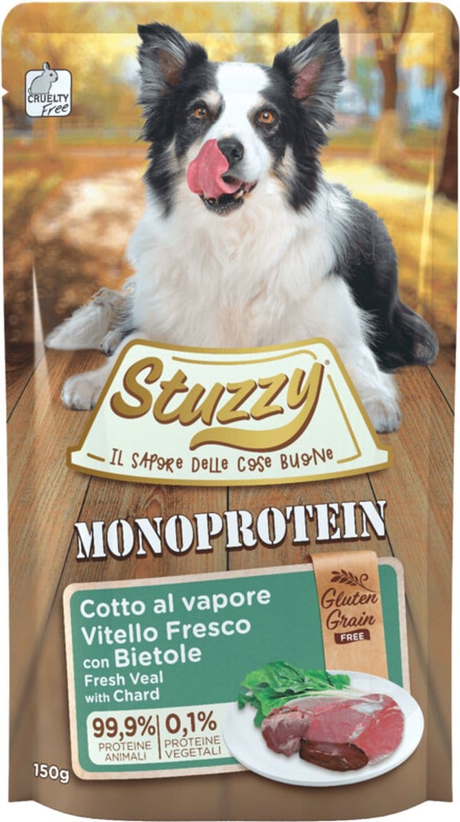 12x Stuzzy Hondenvoer Monoprotein Graanvrij Kalf - Snijbiet 150 gr