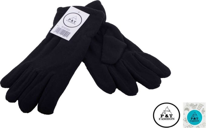 P&T Heren Handschoenen - Fleece + Thinsulate - Zwart - XXL