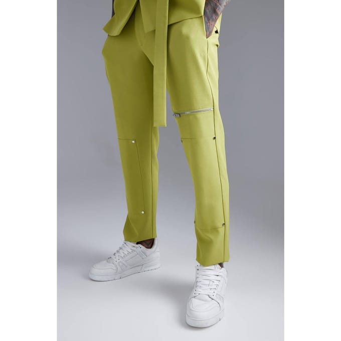 Skinny Zip Suit Trouser | Lime | Size 40