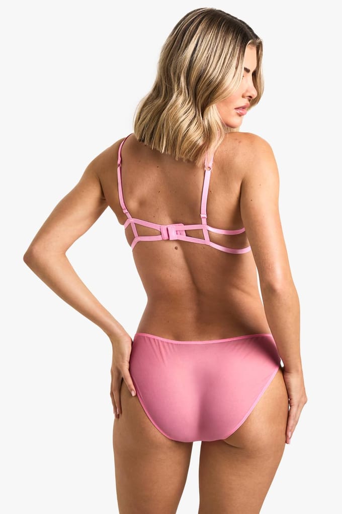 boohoo Dames Hartgeborduurde beha met beugels | Pink | Maat: 30C