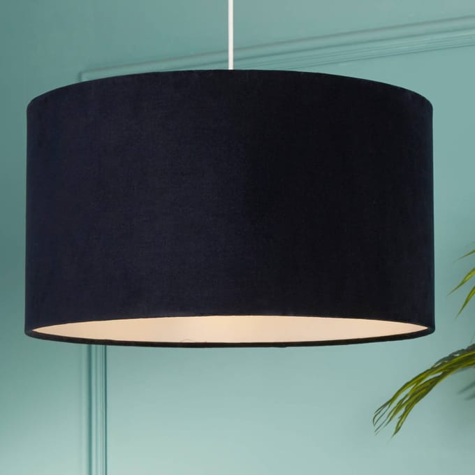 Searchlight Hanglamp Mersana, Ø 50 cm, donkerblauw, fluweel, E27