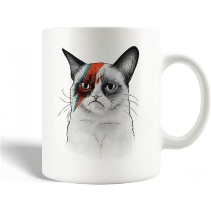 Mug - Art de Chat Grincheux - David Bowie - Céramique - 30cl - Compatible lave-vaisselle