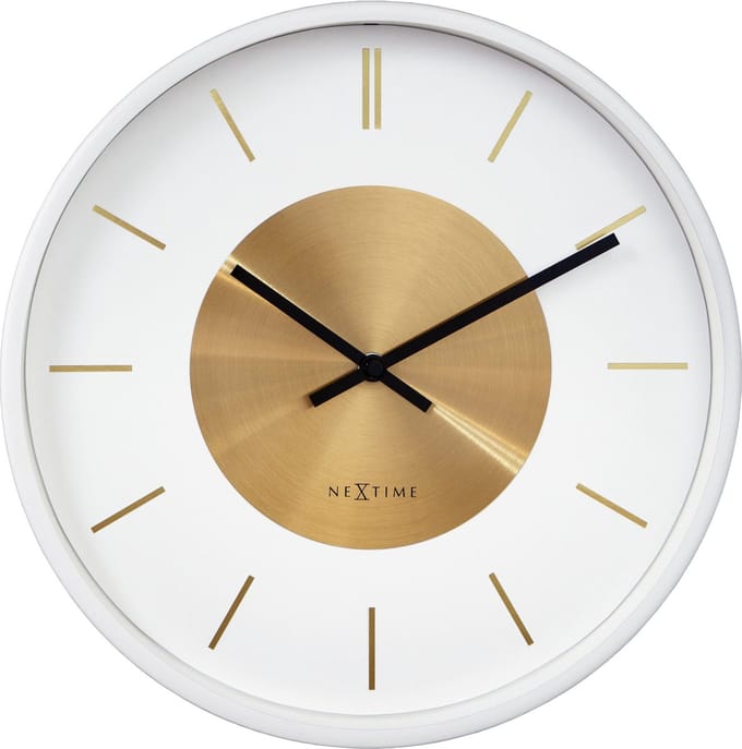 NeXtime Retro II – Wandklok – 25 cm – Metaal – Wit/Goud – Stil
