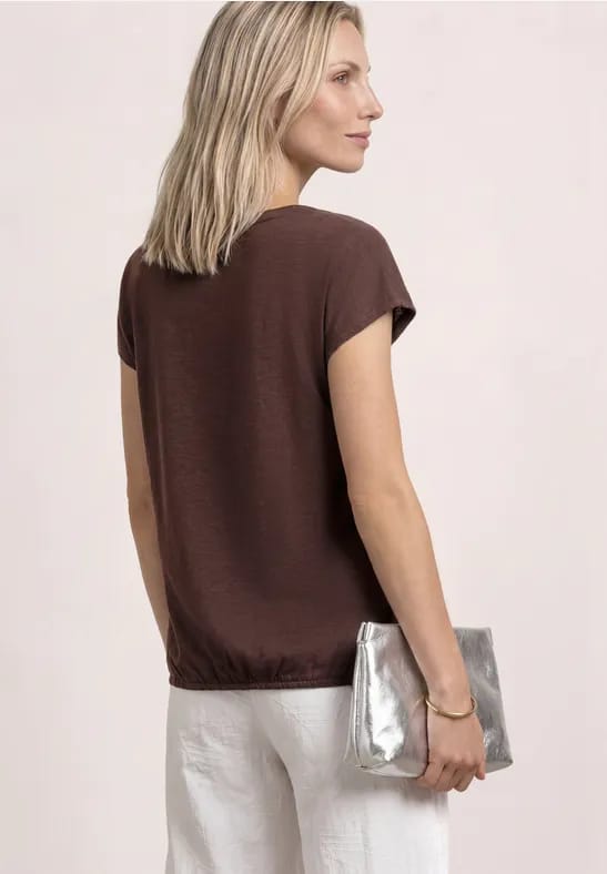 Shirt met ronde hals en rimpels