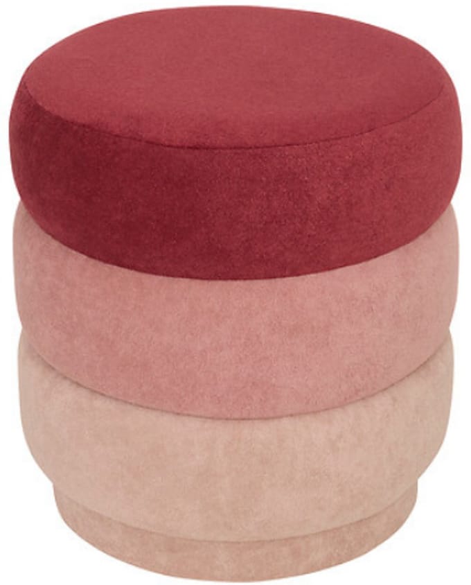 Atmosphera Sinan Velvet Poef - Ø38xH40cm - Roze