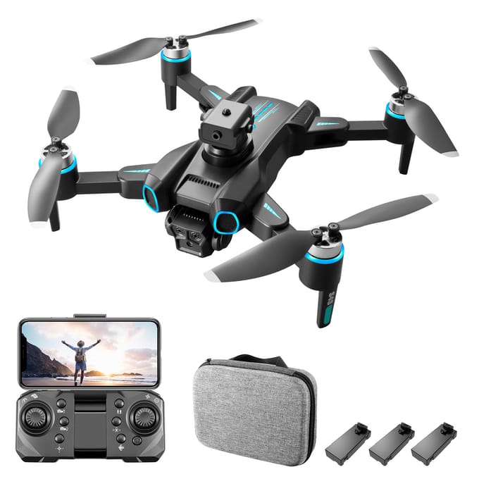 Drone télécommandé avec caméra 6K, double caméra, pliable, évitement d'obstacles, moteur sans balais 4K dual camera 3 battery noir