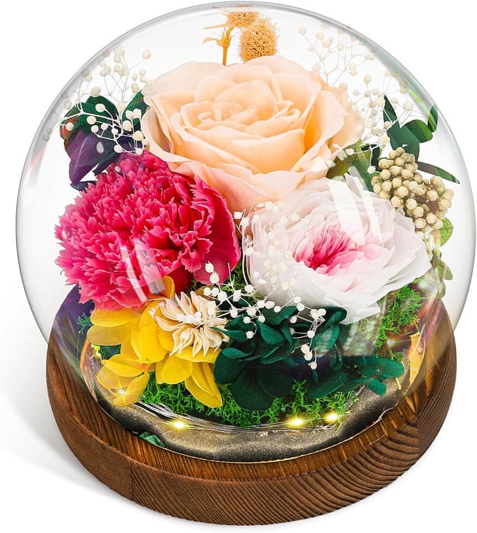 Eternity Rose Gift voor Moederdag met LED Verlichting en Glazen Bol