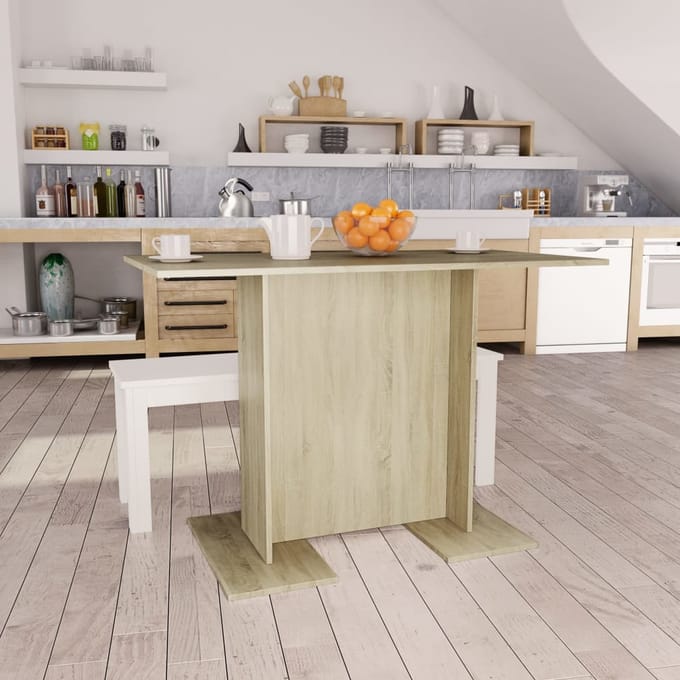 vidaXL - Eettafel - 110x60x75 - cm - bewerkt - hout - sonoma - eikenkleurig