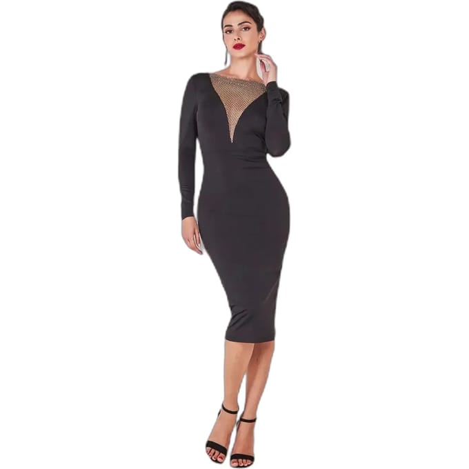 Midi-jurk met bénitierhals dames Goddiva