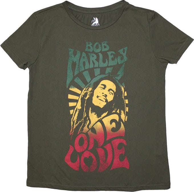 Bob Marley - One Love Gradient Heren Tshirt - S - Groen