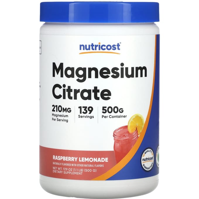 Nutricost, Magnesiumcitraat, Frambozenlimonade, 500g (17.9oz)