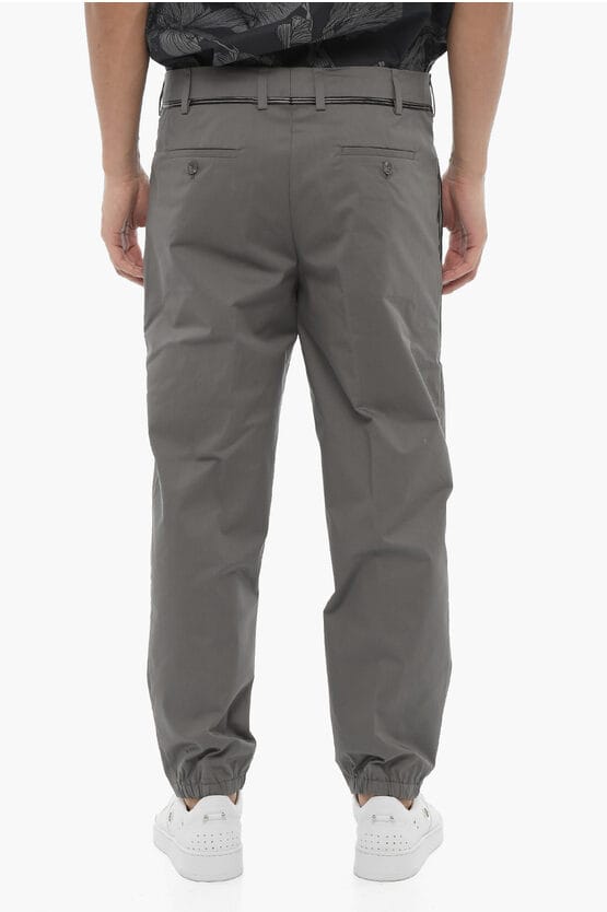 Regular Fit Slim Fit Broek met Riemlussen in Grijs