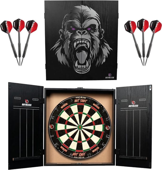 Complete Dartset voor Thuis - Dartbord, Kast en 2 Dartsets
