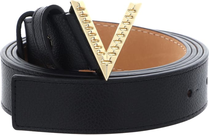 VALENTINO Riem Hampton Plaque Buckle Belt W95 Nero / Oro Zwart