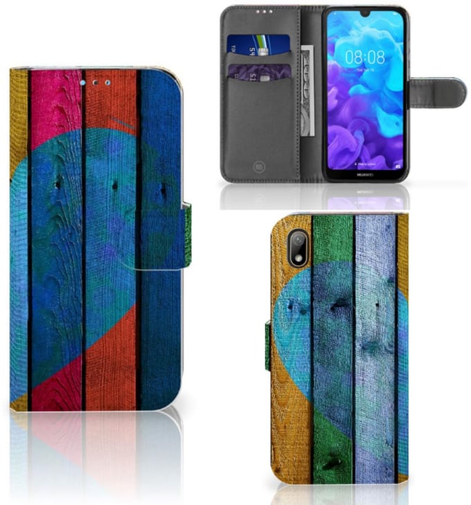 Huawei Y5 (2019) Book Style Case Wood Heart - Cadeau voor je Vriend