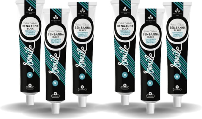 BEN&ANNA - Toothpaste Smile with Fluoride Black - 75ml - 6 pak Voordeelverpakking