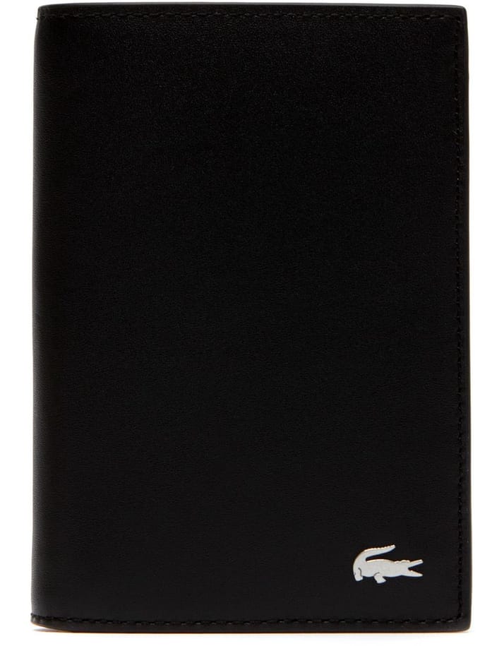 LACOSTE Leren Portemonnee FG Vertical Wallet Black Zwart
