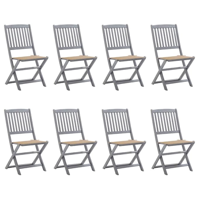 vidaXL - Inklapbare - stoelen - 8 - st - met - kussens - massief - acaciahout