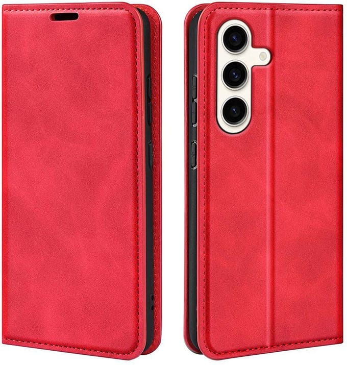 MobyDefend Hoesje - Geschikt voor Samsung Galaxy S24 Plus (S24+) - Luxe Wallet Bookcase (Magnetische Sluiting) - Rood