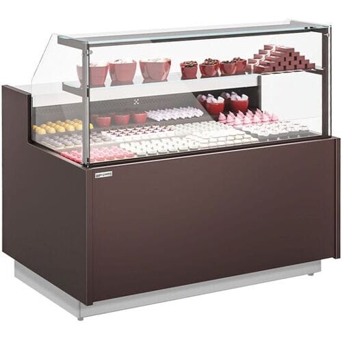 GGM Gastro Kühl- & Pralinentheke RIGA - 1370mm - 2 Ablagen Bruin / Wit