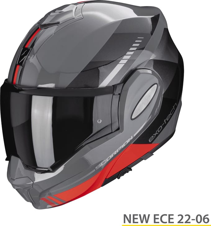 Scorpion Exo-Tech Evo Genre Grey Black Red - Systeemhelm - Maat S - Motorhelm - ECE 22-06 gekeurd