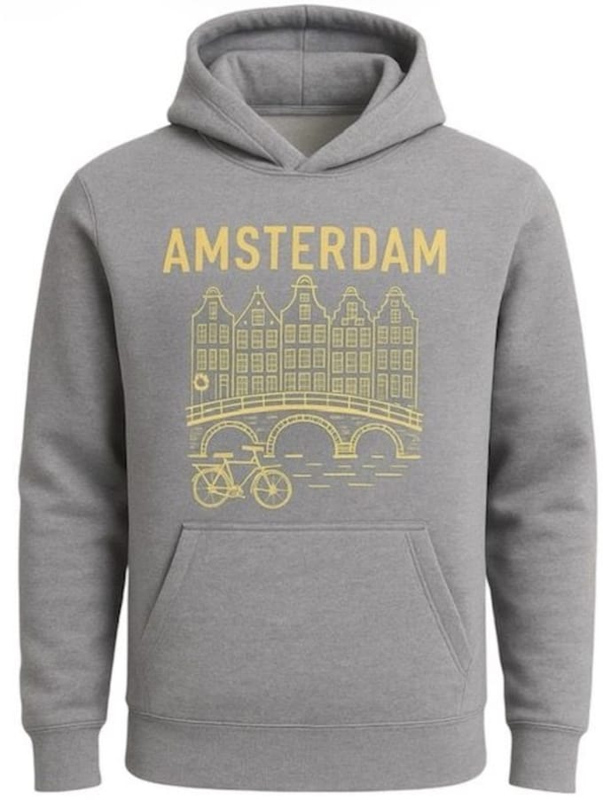 Hoodie Fiets Amsterdam - Grijs - M